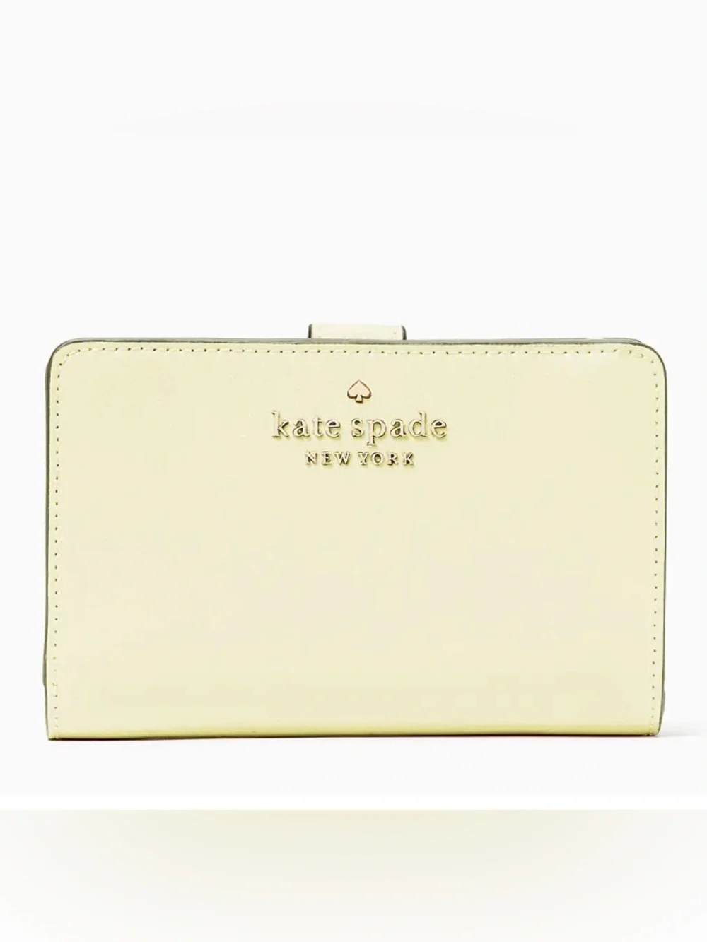 kate spade lemon leather wallet with gold logo